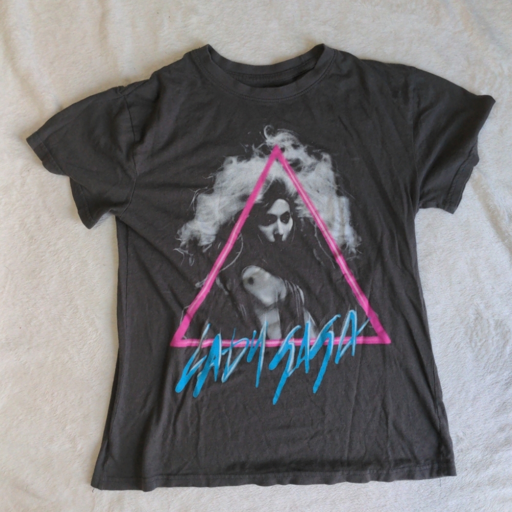 Lady Gaga Graphic Tee Grey Women Xs Cotton Merch